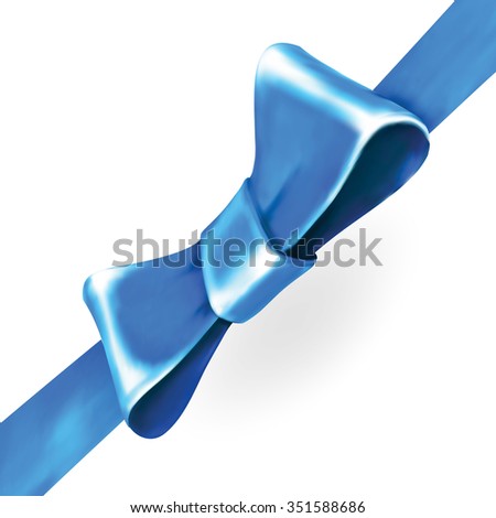 bow ribbon gift vector blue