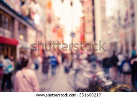 Blurred background - Dotonbori street in Osaka,Japan. Vintage warm tone.
