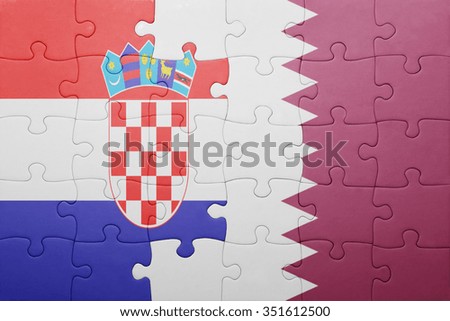 puzzle with the national flag of croatia and qatar . concept