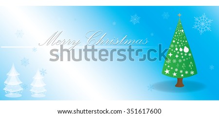 Colored christmas banner with text and a christmas tree