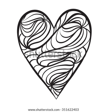 Happy valentine day heart. Doodle vector
