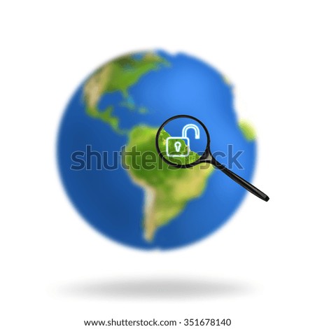 Colorful earth with magnifying glass. Elements of this image furnished by NASA