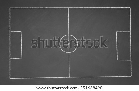 Abstract football field drawn with chalk on blackboard