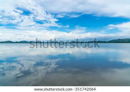 Reflex picture of sea and blue Sky at  Mangrove forest in Kung Krabaen Bay Chathaburi Province, Thailand
