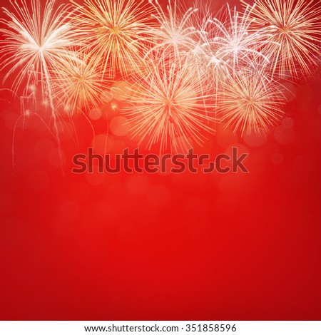 Fireworks at Chinese New Year and copy space. Royalty-Free Stock Photo #351858596