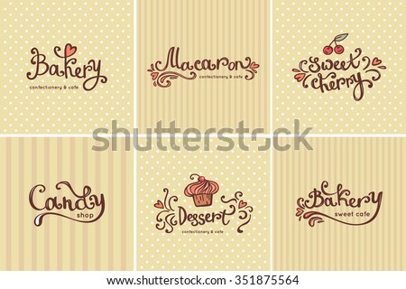 Set of vector bakery logos. Bread and pastries labels, badges and design elements. Royalty-Free Stock Photo #351875564