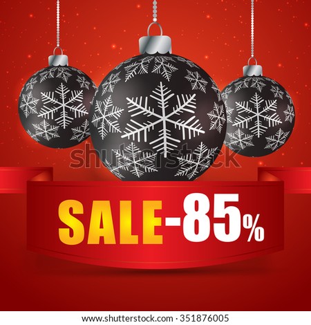 Winter sale 85 percent. Winter sale with red background. Sale. Winter sale. Christmas sale. New year sale. Vector illustration