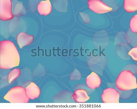Blue water with rose petals floral vector backgroumd