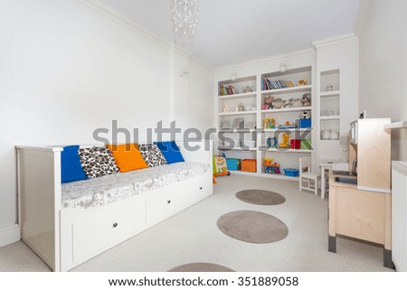 Horizontal picture of bright and colorful room for a kid