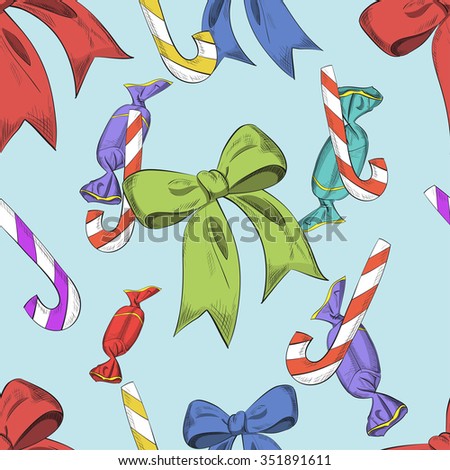 Seamless pattern of holiday objects. Can be used on different package paper, wrapping, as background, phones covers and etc. Vector.