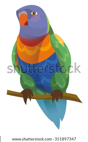 Cartoon parrot - rainbow lorikeet - isolated - illustration for the children