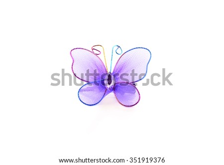 Hairpin for hair with Butterfly on white background Royalty-Free Stock Photo #351919376