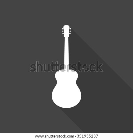 acoustic guitar vector icon with long shadow