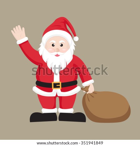 Christmas Clip Art - Santa claus, Old man with white beard and mustache isolate on brown background