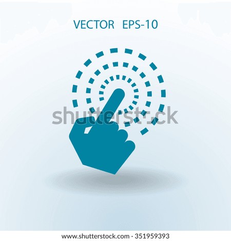 Flat long shadow Hand Touch icon, vector illustration