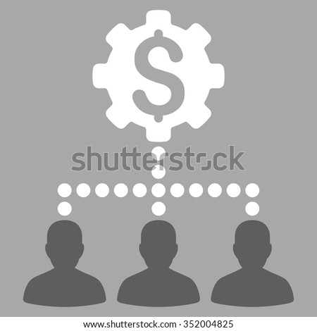 Industrial Bank Clients vector icon. Style is bicolor flat symbol, dark gray and white colors, rounded angles, silver background.