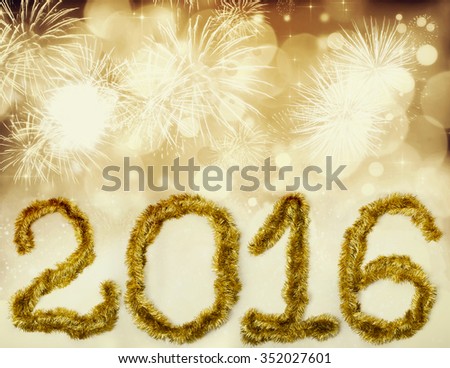 Happy New 2016 Year. Seasons greetings, colorful fireworks design.
