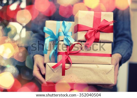gift stack hand christmas