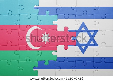 puzzle with the national flag of israel and azerbaijan . concept