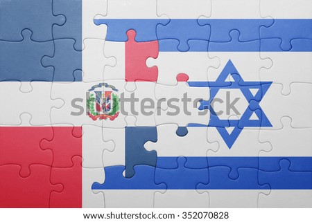 puzzle with the national flag of israel and dominican republic . concept