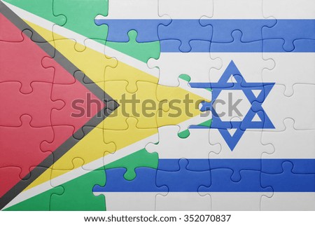 puzzle with the national flag of israel and guyana . concept