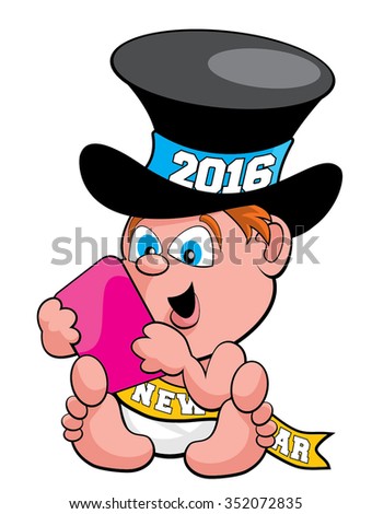 Baby New Year with Tablet