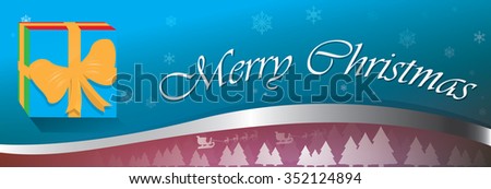 Colored christmas banner with text and a christmas present