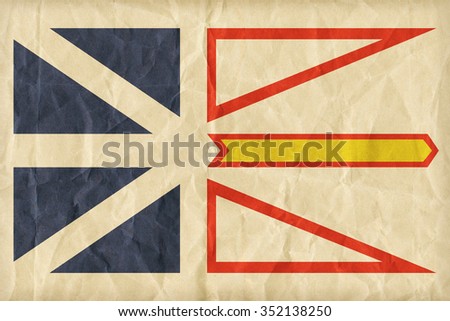 Newfoundland and Labrador flag pattern on paper texture,retro vintage style