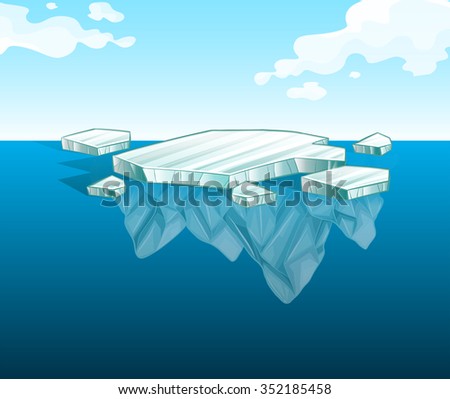Thin iceberg on water illustration