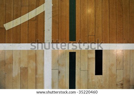 Close up detail of a hardwood basketball court for background