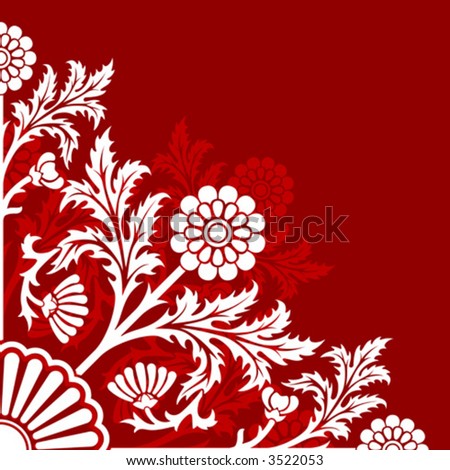 Abstract painted flowers with leaf vector illustration