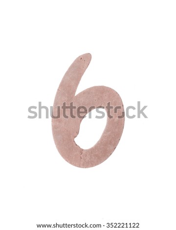 Clay figures isolated on white, Figures made of clay, number six.