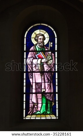 Stained glasses of the Grossnuenster church in Zurich