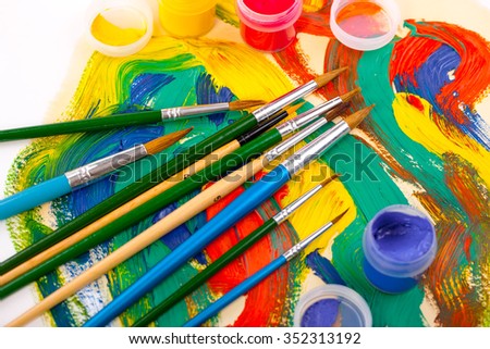 Brushes and paint for painting