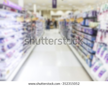 pharmacy aisle,some scene of grocery store in united state,USA.-blurred.