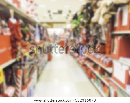 Christmas aisle for shopping,some scene of grocery store in united state,USA.-blurred.