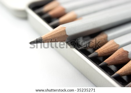 Grey pencil in box