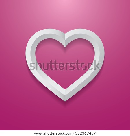 White heart logo on pink background.