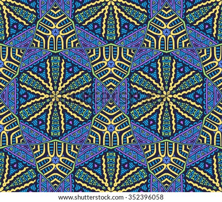 Abstract festive colorful graphic mosaic vector ethnic tribal pattern. geometric tiled design