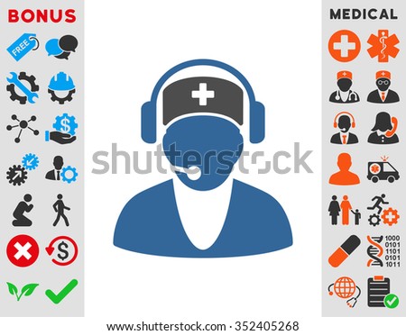Hospital Receptionist vector icon. Style is bicolor flat symbol, cobalt and gray colors, rounded angles, white background.