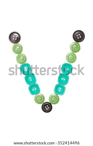 letter V made of colors buttons   isolated on white background