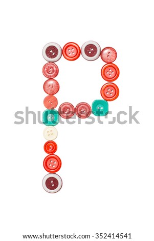 letter P made of colors buttons   isolated on white background