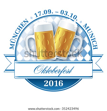 Oktoberfest 2016 munich beer festival vector pictogram