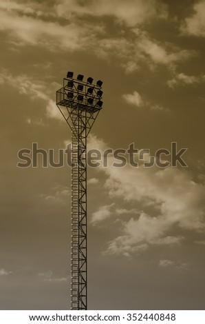 Light stadium or Sports lighting against blue sky