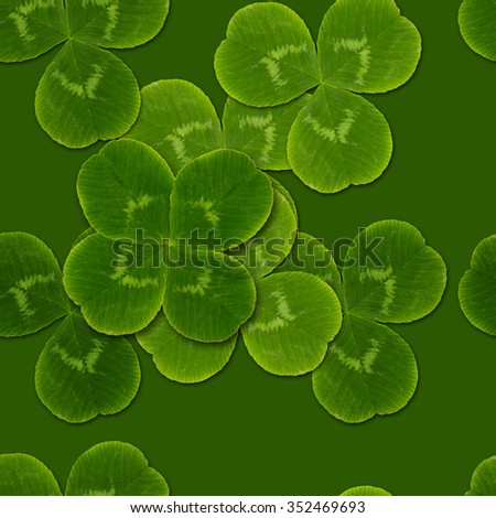Ceaves clover shamrock quatrefoil seamless pattern. Green clover, the symbol of the holiday St. patrick's day. 