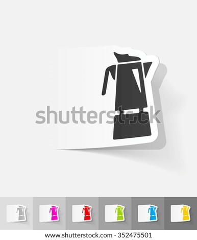 coffee pot paper sticker with shadow. Vector illustration