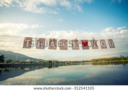 thank you words, paper words card hang