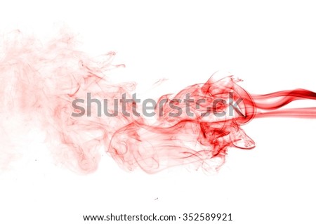 red smoke on a white background,Abstract red smoke swirls over white background, fire smoke,red ink,movement of red smoke