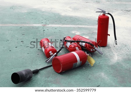 fire fighting training and used extinguisher