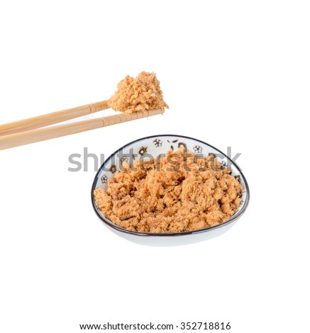 pork floss in the plate with chopsticks on white background Royalty-Free Stock Photo #352718816